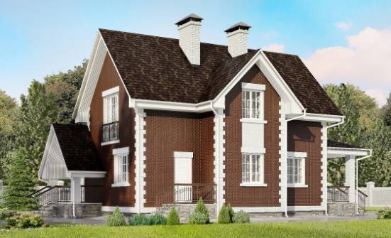 190-003-Л Проект двухэтажного дома с мансардным этажом и гаражом, средний домик из поризованных блоков Грозный | Проекты домов от House Expert
