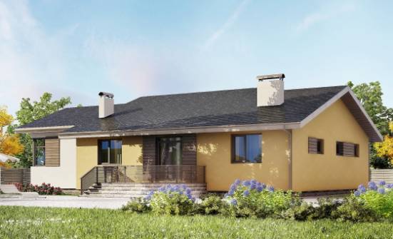 135-002-Л Проект одноэтажного дома и гаражом, скромный загородный дом из керамзитобетонных блоков Гудермес | Проекты домов от House Expert