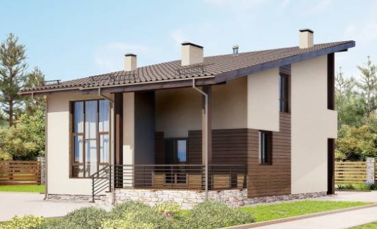 140-005-Л Проект двухэтажного дома мансардой, бюджетный дом из теплоблока Гудермес | Проекты домов от House Expert