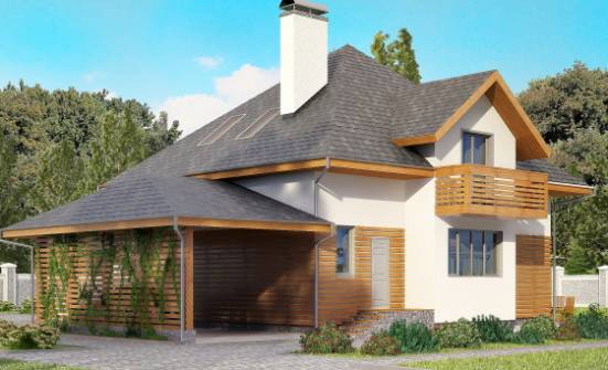 155-004-П Проект двухэтажного дома мансардой, гараж, небольшой домик из бризолита Грозный | Проекты домов от House Expert