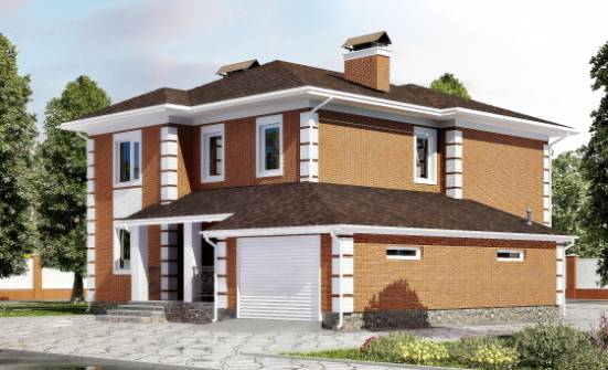 220-004-Л Проект двухэтажного дома и гаражом, классический коттедж из кирпича Грозный | Проекты домов от House Expert