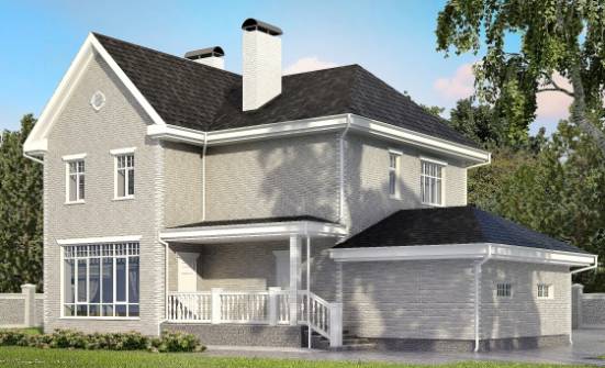 190-001-Л Проект двухэтажного дома и гаражом, средний дом из кирпича Грозный | Проекты домов от House Expert