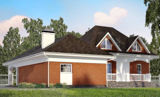 180-007-П Проект двухэтажного дома с мансардой, гараж, скромный домик из бризолита Грозный | Проекты домов от House Expert