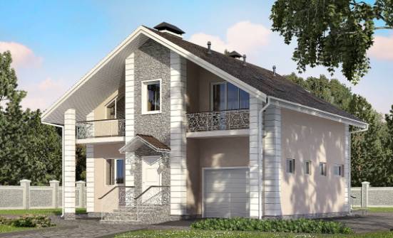 150-002-П Проект двухэтажного дома с мансардным этажом, гараж, компактный коттедж из керамзитобетонных блоков Гудермес | Проекты домов от House Expert