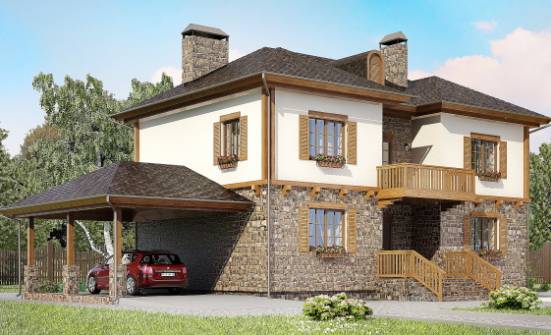 155-006-Л Проект двухэтажного дома и гаражом, простой домик из арболита Гудермес | Проекты домов от House Expert