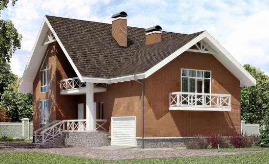 215-001-П Проект двухэтажного дома мансардой, гараж, красивый дом из поризованных блоков Гудермес | Проекты домов от House Expert