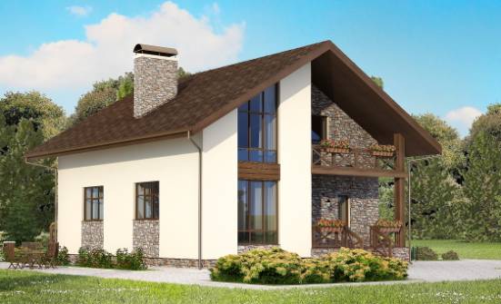 155-001-П Проект двухэтажного дома с мансардой и гаражом, скромный загородный дом из теплоблока Грозный | Проекты домов от House Expert