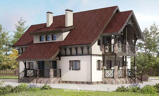 180-014-П Проект двухэтажного дома с мансардным этажом, простой дом из блока Грозный | Проекты домов от House Expert