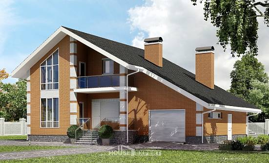 190-006-П Проект двухэтажного дома мансардный этаж, гараж, средний домик из арболита Грозный | Проекты домов от House Expert