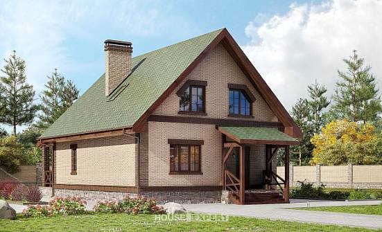 160-011-П Проект двухэтажного дома с мансардой, бюджетный домик из теплоблока Гудермес | Проекты домов от House Expert