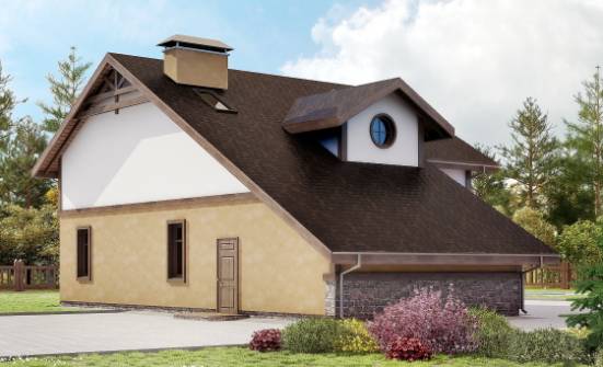 180-011-Л Проект двухэтажного дома с мансардой, гараж, доступный домик из бризолита Гудермес | Проекты домов от House Expert