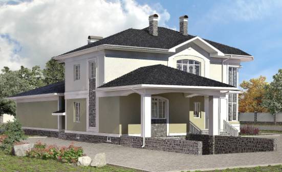 620-001-Л Проект трехэтажного дома и гаражом, красивый коттедж из бризолита Гудермес | Проекты домов от House Expert