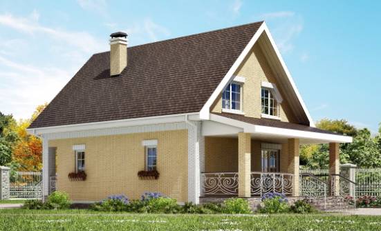 130-004-П Проект двухэтажного дома мансардой, бюджетный загородный дом из твинблока Гудермес | Проекты домов от House Expert