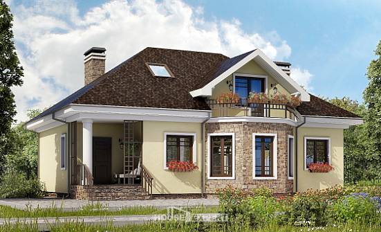 150-008-Л Проект двухэтажного дома с мансардой, экономичный домик из пеноблока Грозный | Проекты домов от House Expert