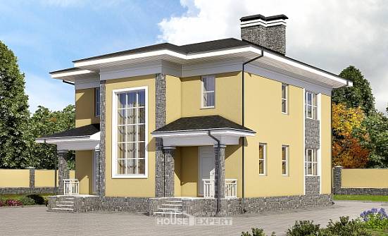 155-011-Л Проект двухэтажного дома, скромный коттедж из твинблока Гудермес | Проекты домов от House Expert