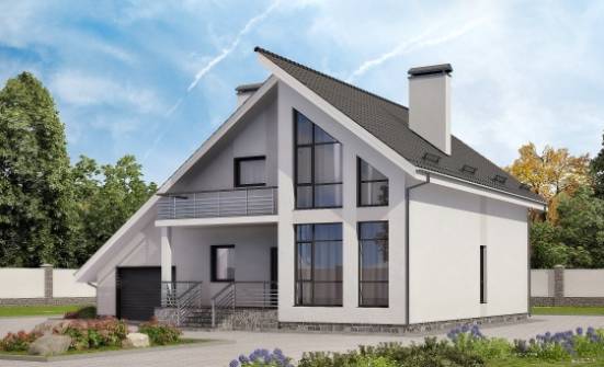 200-007-Л Проект двухэтажного дома с мансардой и гаражом, простой дом из керамзитобетонных блоков Гудермес | Проекты домов от House Expert