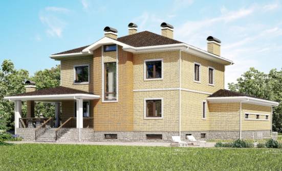 350-002-Л Проект трехэтажного дома и гаражом, современный дом из кирпича Гудермес | Проекты домов от House Expert