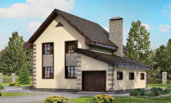 160-004-П Проект двухэтажного дома, гараж, небольшой коттедж из поризованных блоков Грозный | Проекты домов от House Expert
