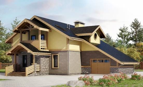 180-011-П Проект двухэтажного дома мансардой и гаражом, бюджетный домик из блока Гудермес | Проекты домов от House Expert