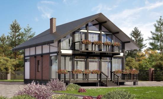 170-007-П Проект двухэтажного дома с мансардой, современный загородный дом из бревен Гудермес | Проекты домов от House Expert