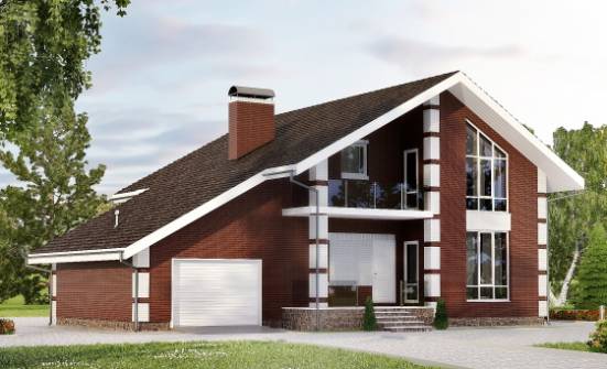180-001-Л Проект двухэтажного дома мансардой и гаражом, современный дом из теплоблока Гудермес | Проекты домов от House Expert