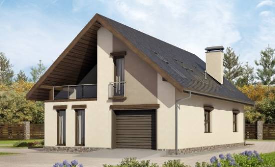 185-005-Л Проект двухэтажного дома с мансардой, гараж, современный загородный дом из газобетона Грозный | Проекты домов от House Expert