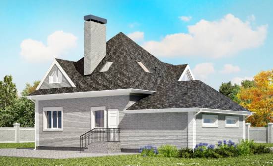 135-001-Л Проект двухэтажного дома мансардой и гаражом, экономичный коттедж из кирпича Гудермес | Проекты домов от House Expert
