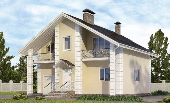 150-002-Л Проект двухэтажного дома мансардой и гаражом, бюджетный коттедж из керамзитобетонных блоков Грозный | Проекты домов от House Expert