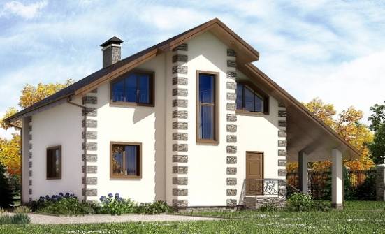 150-003-Л Проект двухэтажного дома с мансардой, гараж, доступный коттедж из дерева Грозный | Проекты домов от House Expert
