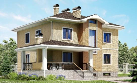 350-002-Л Проект трехэтажного дома и гаражом, современный дом из кирпича Гудермес | Проекты домов от House Expert