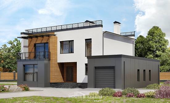260-002-П Проект двухэтажного дома и гаражом, просторный загородный дом из газобетона Грозный | Проекты домов от House Expert