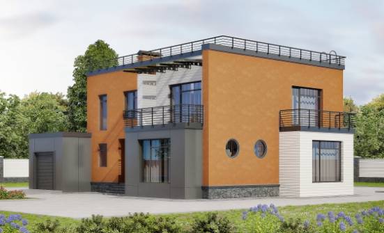 260-002-Л Проект двухэтажного дома и гаражом, уютный коттедж из блока Грозный | Проекты домов от House Expert