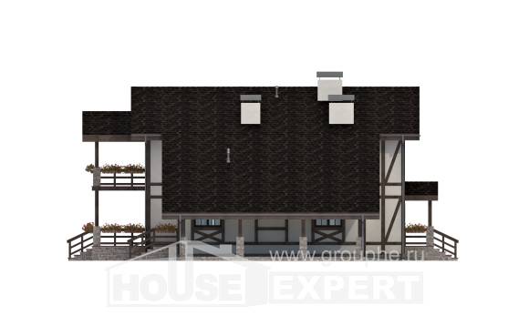 250-002-Л Проект двухэтажного дома с мансардным этажом и гаражом, современный загородный дом из кирпича Гудермес, House Expert