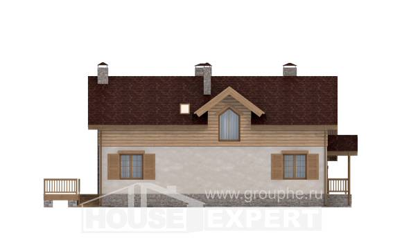 165-002-П Проект двухэтажного дома мансардный этаж и гаражом, компактный коттедж из теплоблока Гудермес, House Expert