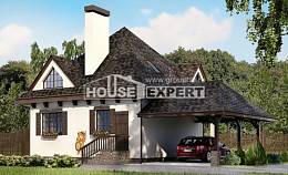 110-002-Л Проект двухэтажного дома мансардный этаж и гаражом, простой коттедж из арболита Грозный, House Expert