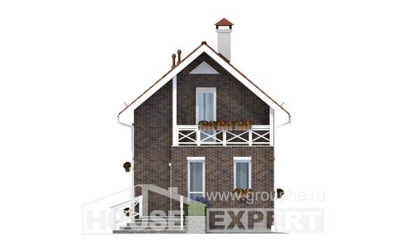 045-001-Л Проект двухэтажного дома с мансардным этажом, махонький загородный дом из арболита Гудермес, House Expert