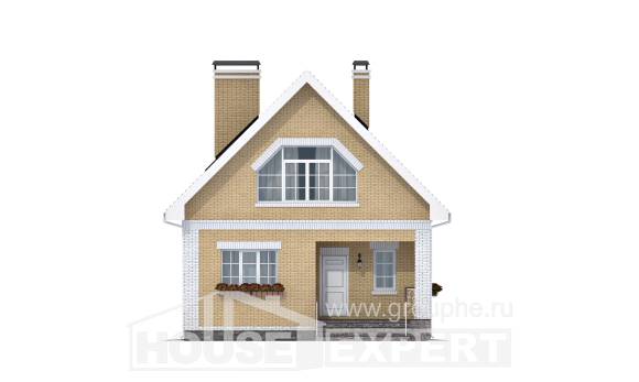 130-004-П Проект двухэтажного дома с мансардой, экономичный загородный дом из поризованных блоков Грозный, House Expert