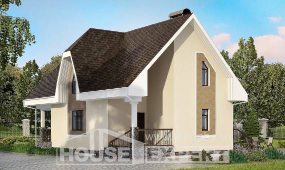 125-001-Л Проект двухэтажного дома мансардный этаж, бюджетный загородный дом из пеноблока Грозный, House Expert