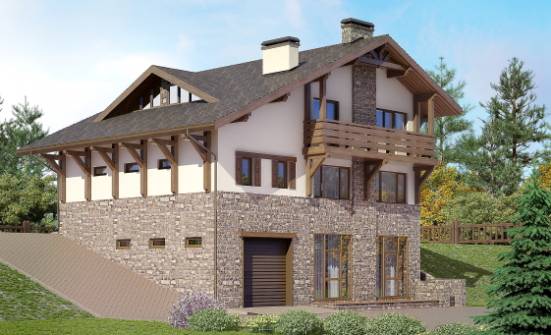 305-002-Л Проект трехэтажного дома с мансардой, современный коттедж из кирпича Грозный | Проекты домов от House Expert