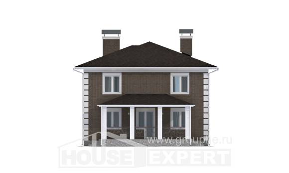 185-002-П Проект двухэтажного дома, доступный коттедж из теплоблока Грозный, House Expert
