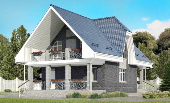 125-002-Л Проект двухэтажного дома с мансардой и гаражом, красивый дом из бризолита Грозный | Проекты домов от House Expert