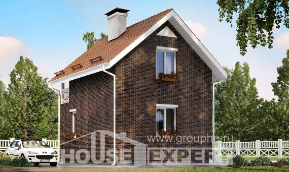 045-001-Л Проект двухэтажного дома мансардный этаж, недорогой дом из блока Грозный, House Expert