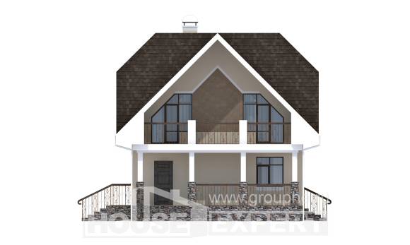 125-001-Л Проект двухэтажного дома с мансардным этажом, бюджетный домик из керамзитобетонных блоков Гудермес, House Expert