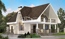 125-001-Л Проект двухэтажного дома мансардой, скромный дом из бризолита Грозный, House Expert