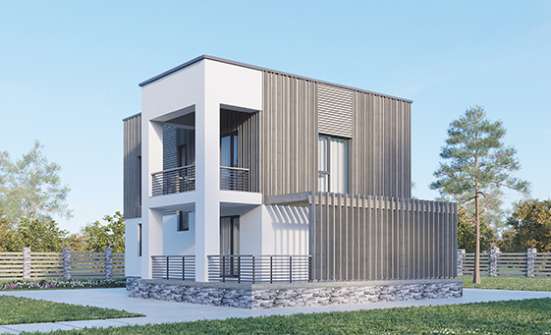 150-017-П Проект двухэтажного дома, простой коттедж из бризолита, Грозный