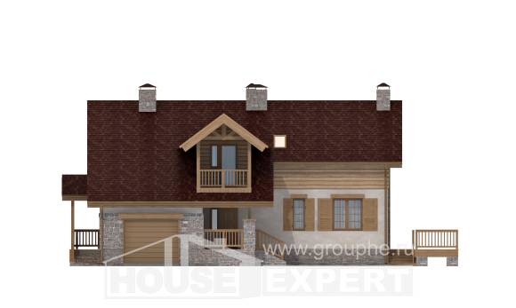 165-002-П Проект двухэтажного дома мансардный этаж и гаражом, доступный коттедж из газобетона Гудермес, House Expert