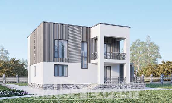 150-017-П Проект двухэтажного дома, современный дом из пеноблока Гудермес, House Expert