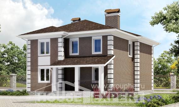 185-002-П Проект двухэтажного дома, доступный домик из газобетона Гудермес, House Expert