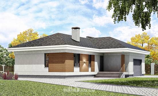 165-001-П Проект одноэтажного дома, гараж, классический домик из пеноблока, Гудермес