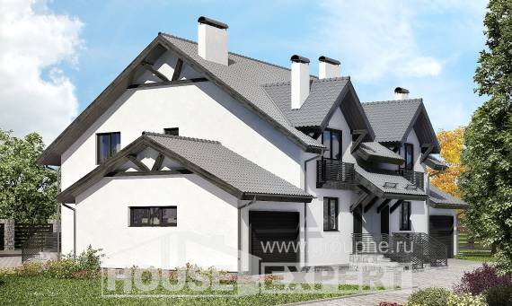 290-003-П Проект двухэтажного дома с мансардой, красивый дом из блока Гудермес, House Expert